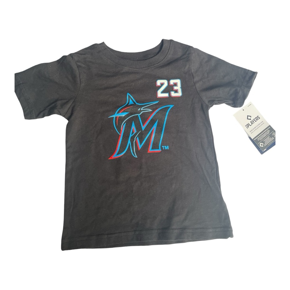 NWT Miami Marlins Sanchez #23 Toddler Shirt 4T Black MLB Players Baseball Tee